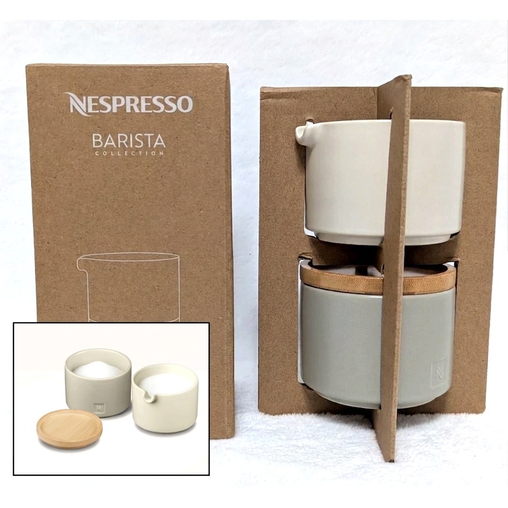 Nespresso Stackable Serving Set ~ Barista Collection Sugar Bowl & Milk Jug New